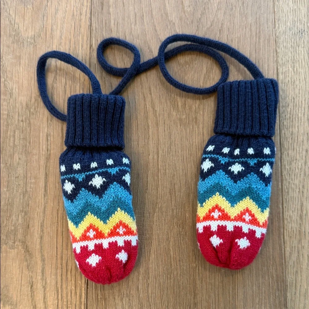 Hanna Andersson Fair Isle Knit Mittens XXS 0-3 Months